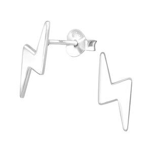 Sterling Silver Lightning Bolt Stud Earrings 13mm